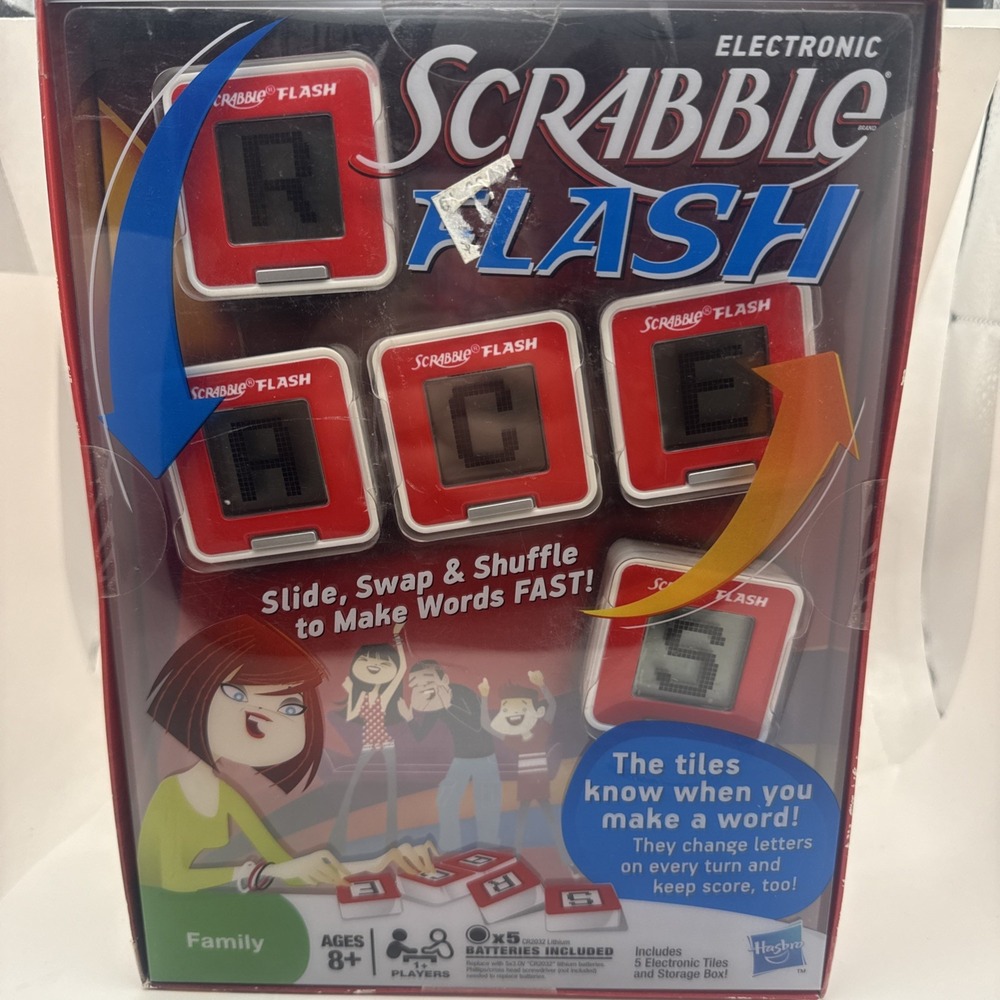 2010 Hasbro Scrabble Flash Electronic Word Family Age 8+ Game New Sealed